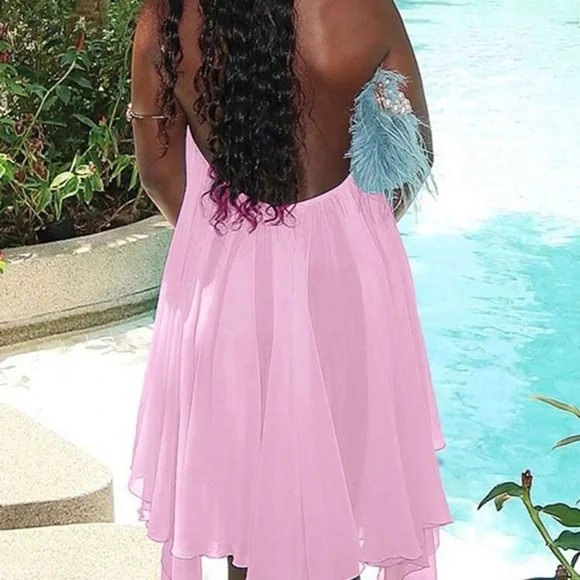 Pink Halter Mini Dress - Picture 2 of 2